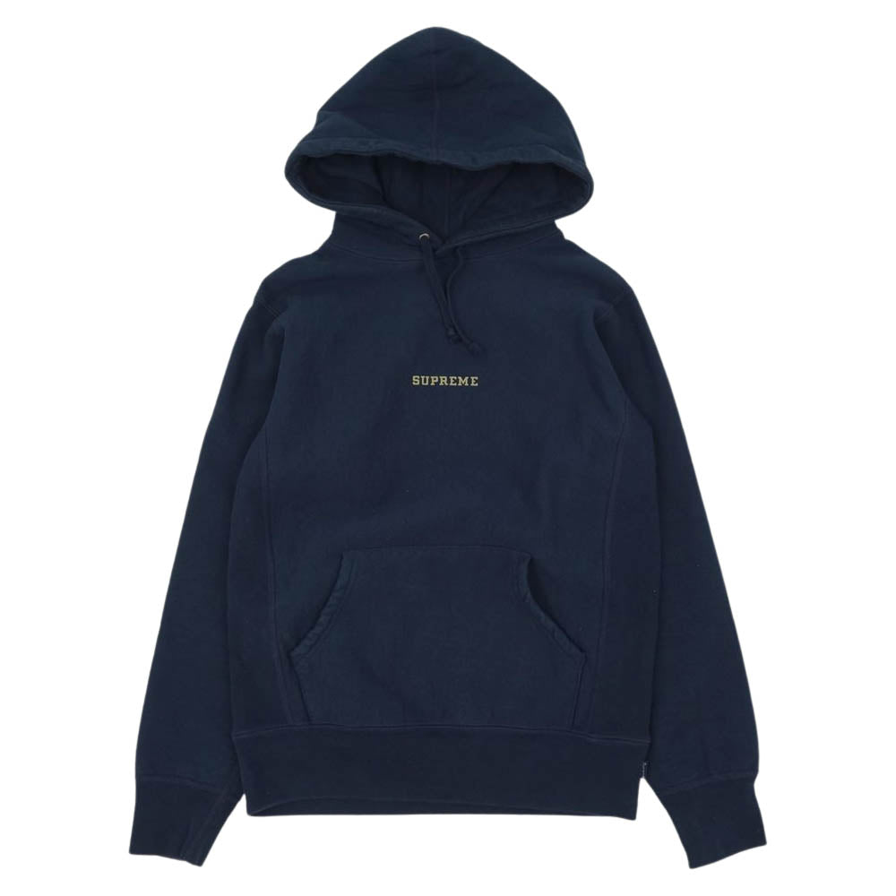 Supreme シュプリーム 13AW Mini Harverd Pullover ミニ ハーバード プルオーバー フーディ パーカー ネイビー系 S【中古】