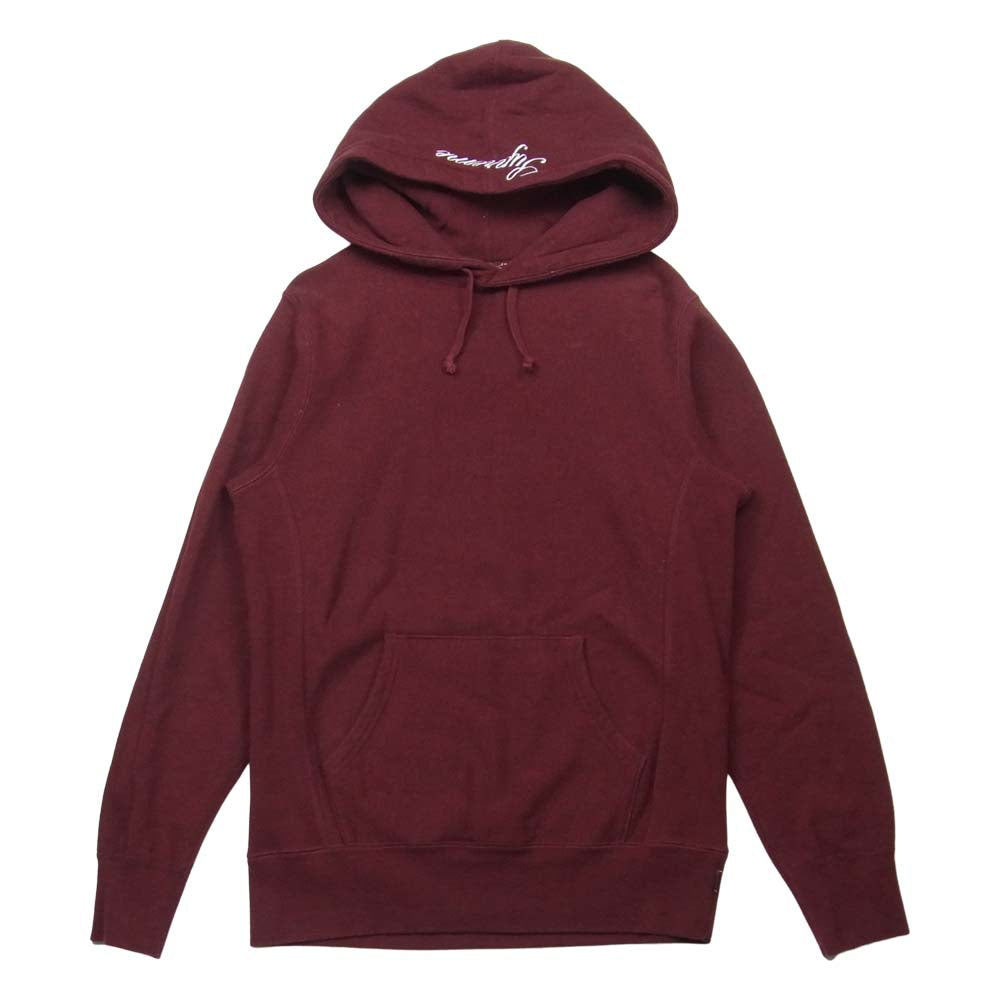 Supreme シュプリーム 13AW Heather Pullover ヘザー プルオーバー フーディ パーカー 筆記体 ロゴ ワインレッド系 S【中古】