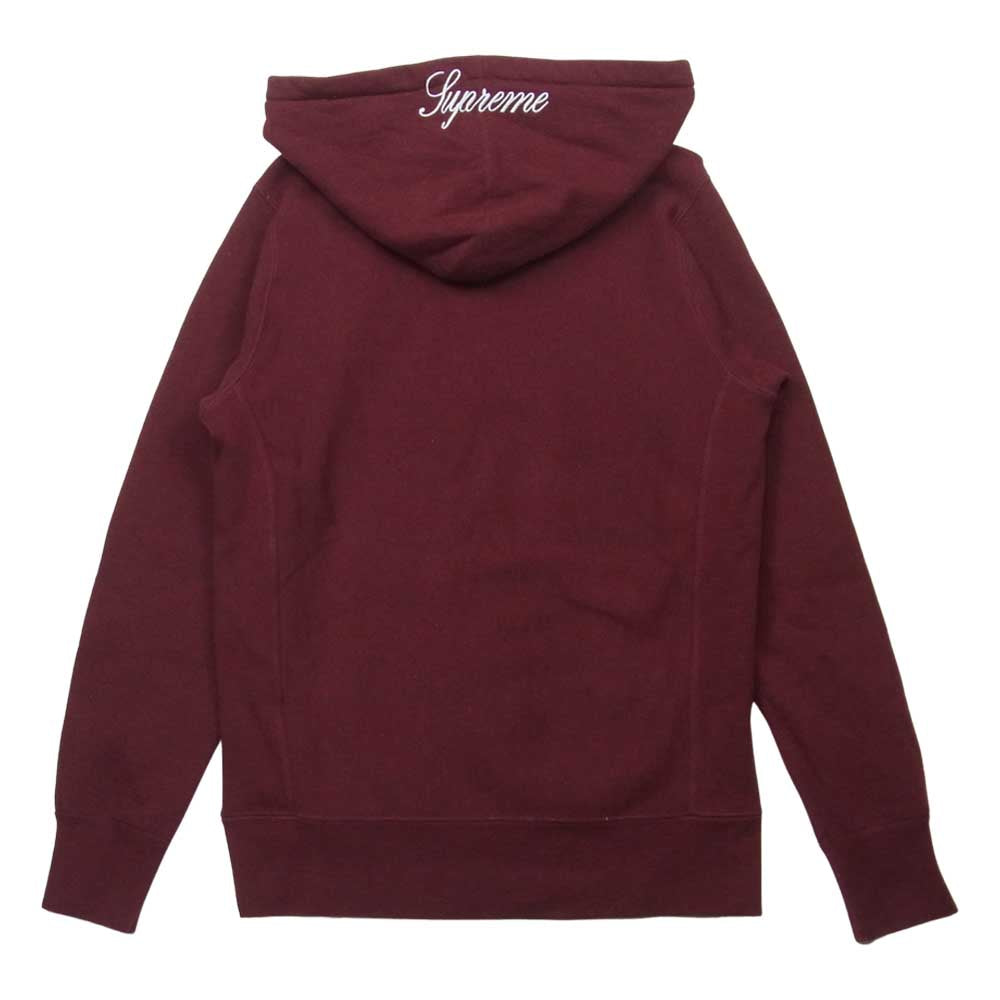 Supreme シュプリーム 13AW Heather Pullover ヘザー プルオーバー フーディ パーカー 筆記体 ロゴ ワインレッド系 S【中古】