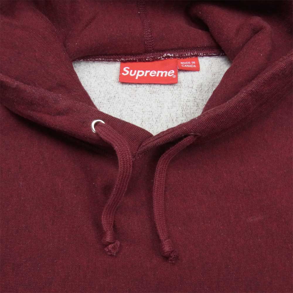 Supreme シュプリーム 13AW Heather Pullover ヘザー プルオーバー フーディ パーカー 筆記体 ロゴ ワインレッド系 S【中古】