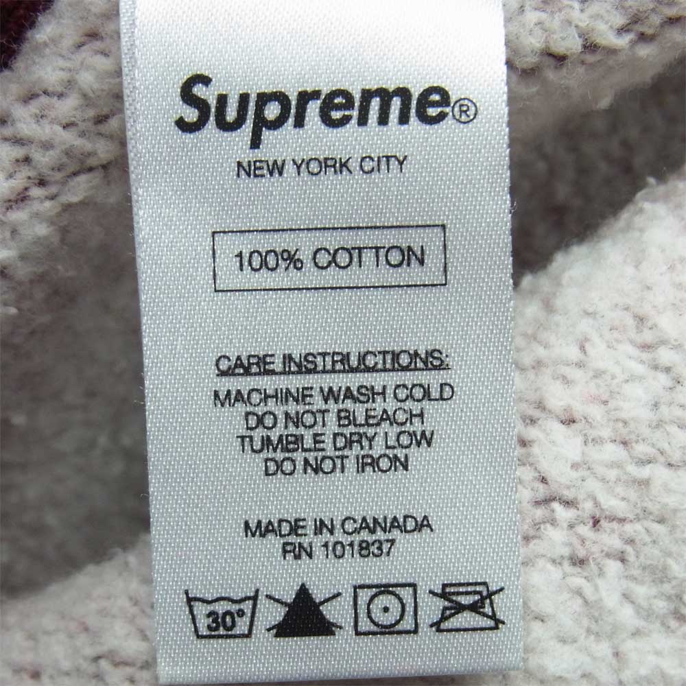 Supreme シュプリーム 13AW Heather Pullover ヘザー プルオーバー フーディ パーカー 筆記体 ロゴ ワインレッド系 S【中古】