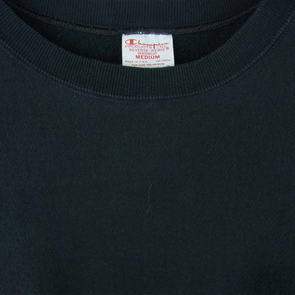Champion チャンピオン USA製 単タグ 復刻 リバースウィーブ クルー ネック スウェット ブラック系 M【中古】