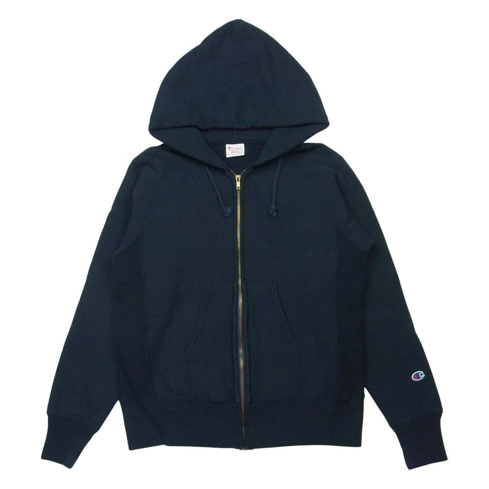 Champion チャンピオン USA製 単タグ 復刻 リバースウィーブ フルジップ スウェット パーカー ダークネイビー系 M【中古】