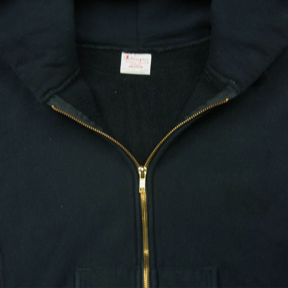Champion チャンピオン USA製 単タグ 復刻 リバースウィーブ フルジップ スウェット パーカー ブラック系 M【中古】