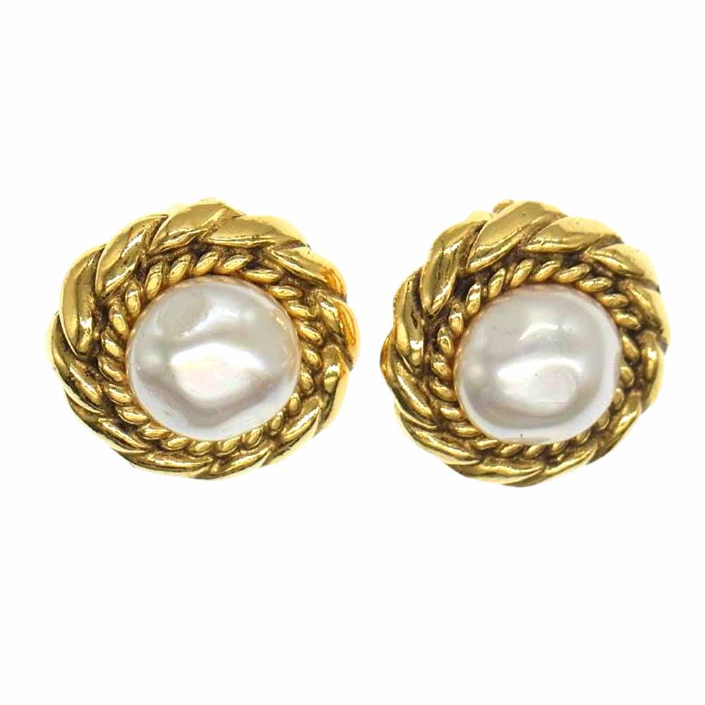 CHANEL シャネル 2205 フェイクパール イヤリング ゴールド系【中古】