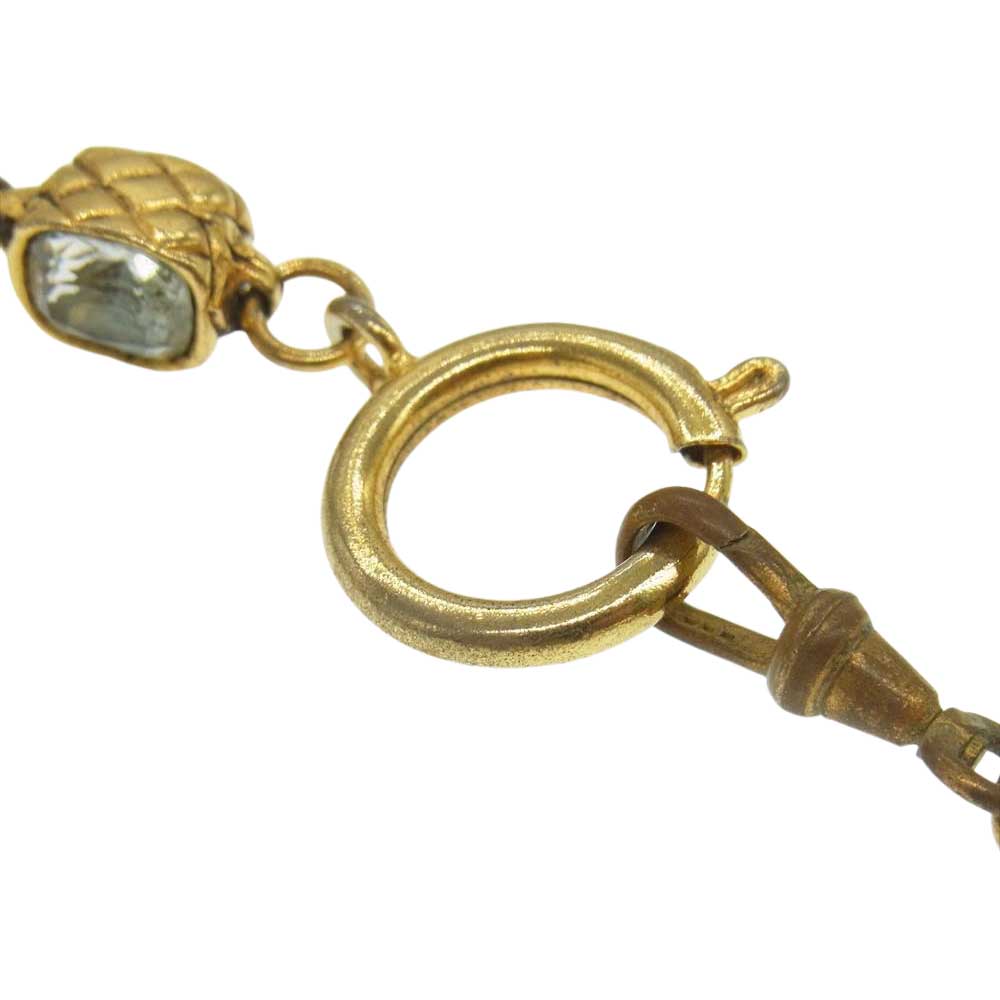 CHANEL シャネル 2 3 刻印 マトラッセ ラインストーン フェイクパール ネックレス ゴールド系【中古】