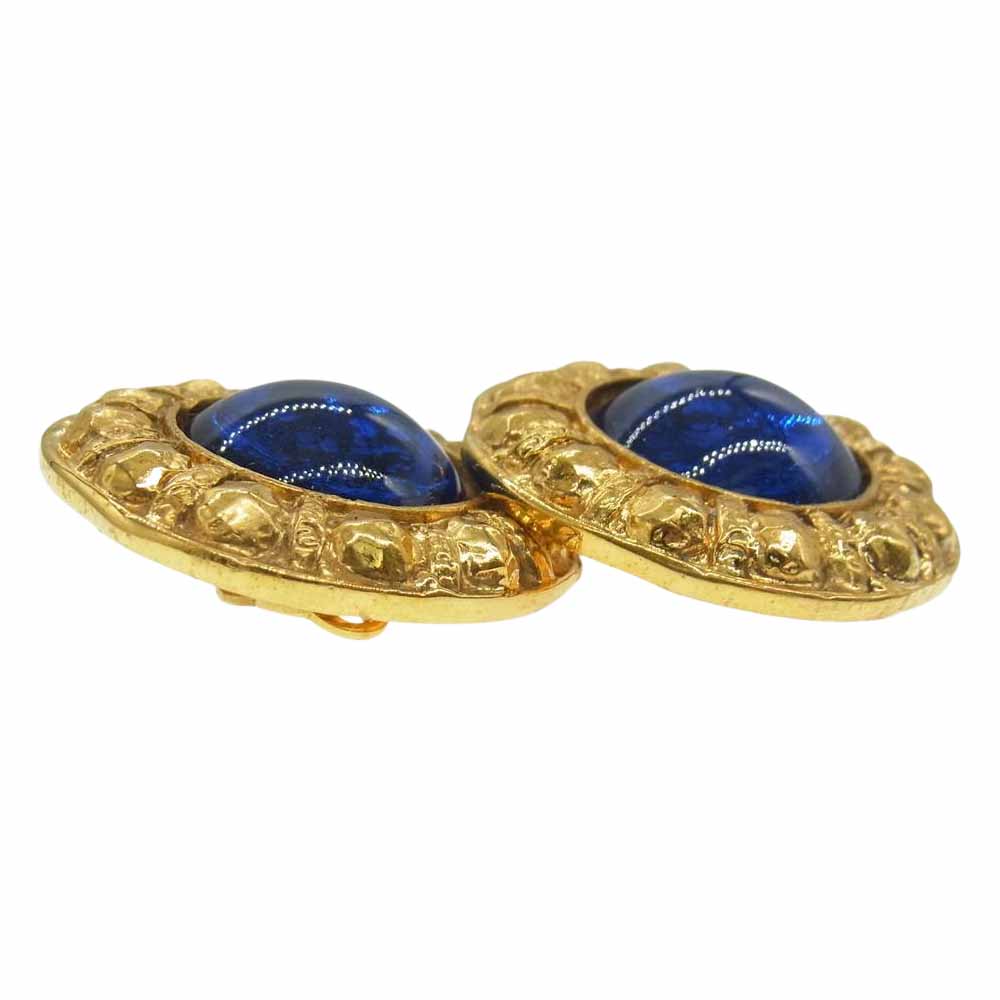 CHANEL シャネル カラーストーン イヤリング ブルー ブルー系【中古】