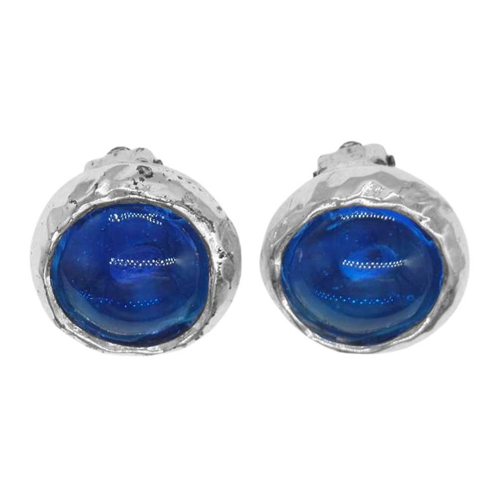 CHANEL シャネル 98P カラーストーン イヤリング ブルー シルバー ブルー系【中古】
