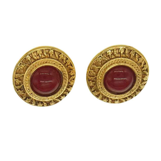 CHANEL シャネル カラーストーン イヤリング レッド レッド系【中古】