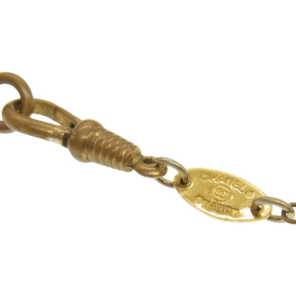 CHANEL シャネル ラインストーン フェイクパール ロング ネックレス ゴールド系【中古】