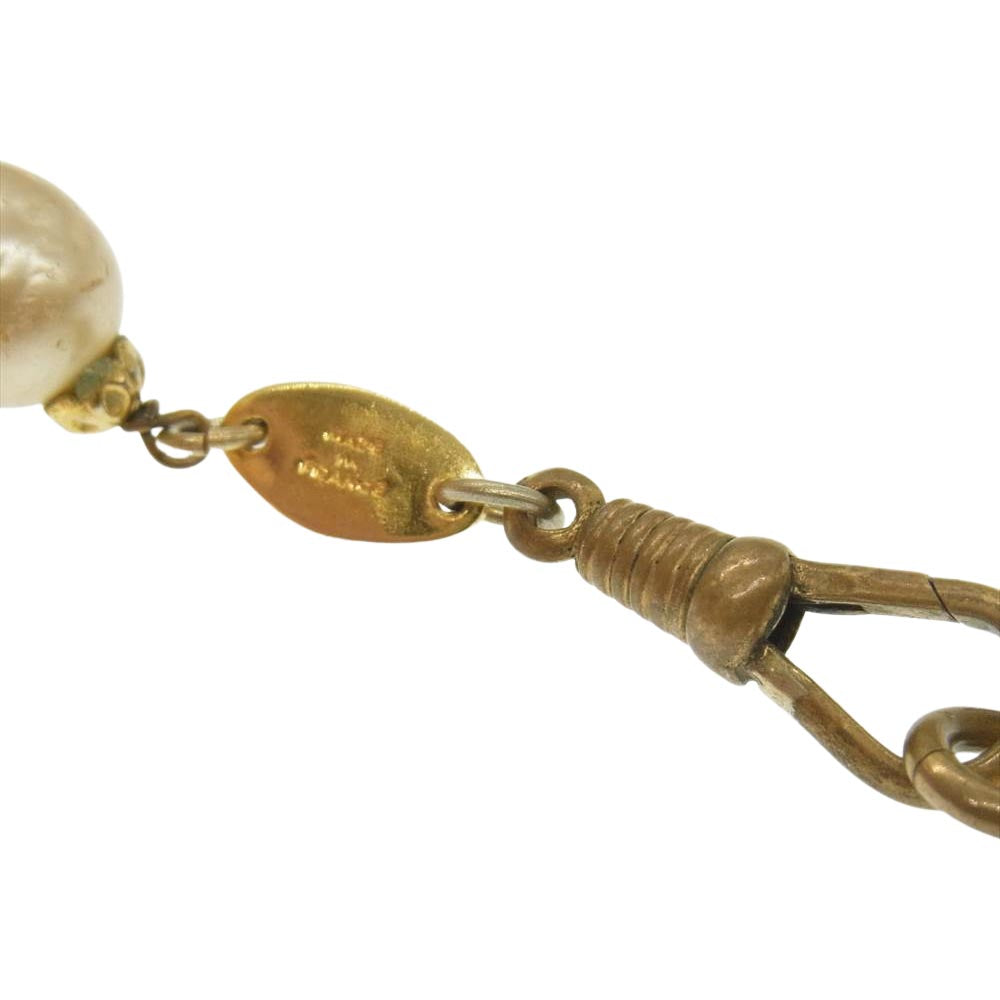 CHANEL シャネル ラインストーン フェイクパール ロング ネックレス ゴールド系【中古】