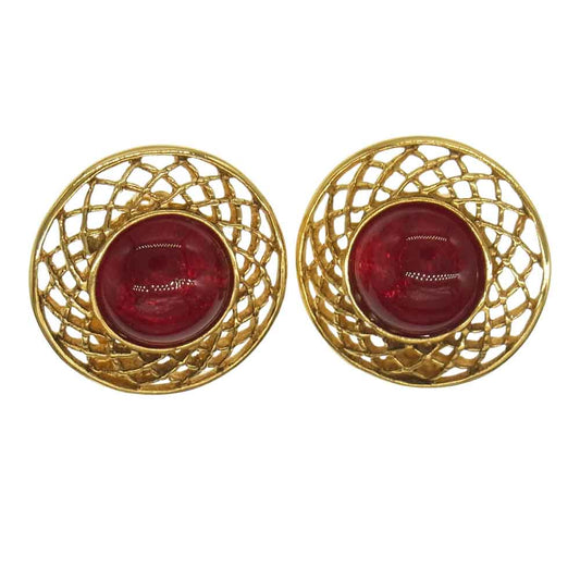 CHANEL シャネル カラーストーン イヤリング レッド レッド系【中古】