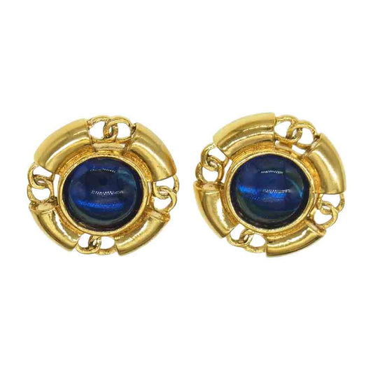 CHANEL シャネル 93A ココマーク カラーストーン イヤリング ブルー ブルー系【中古】