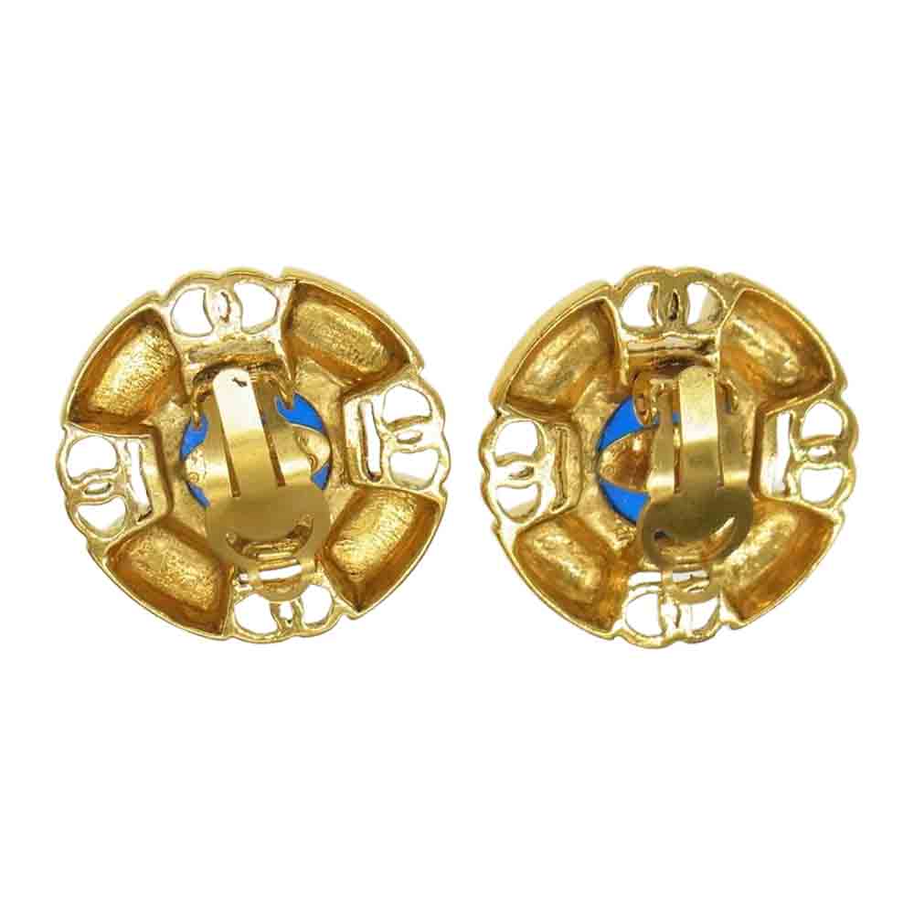 CHANEL シャネル 93A ココマーク カラーストーン イヤリング ブルー ブルー系【中古】