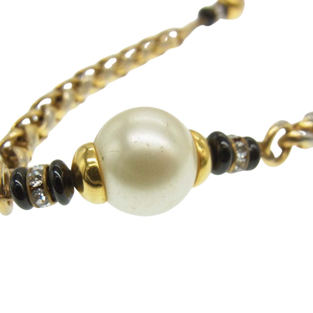 CHANEL シャネル フィイクパール ラインストーン ネックレス ゴールド系【中古】