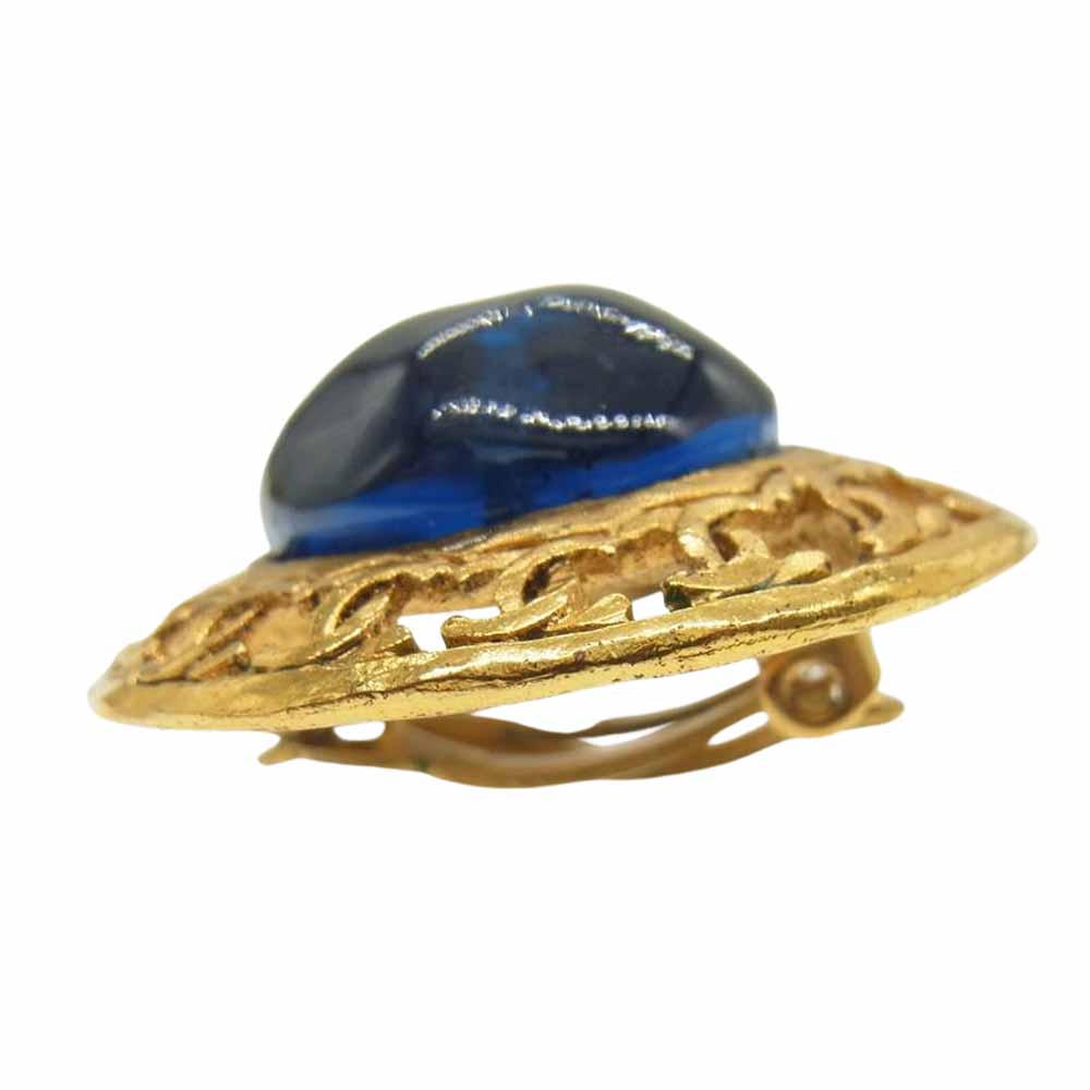 CHANEL シャネル 2 5 ココマーク カラーストーン イヤリング ブルー ブルー系【中古】