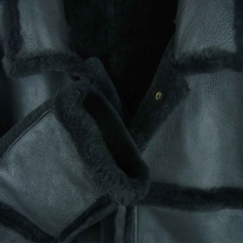 スタジオセブン リアルムートン リバーシブル コート ジャケット 韓国製 ブラック系 L【中古】