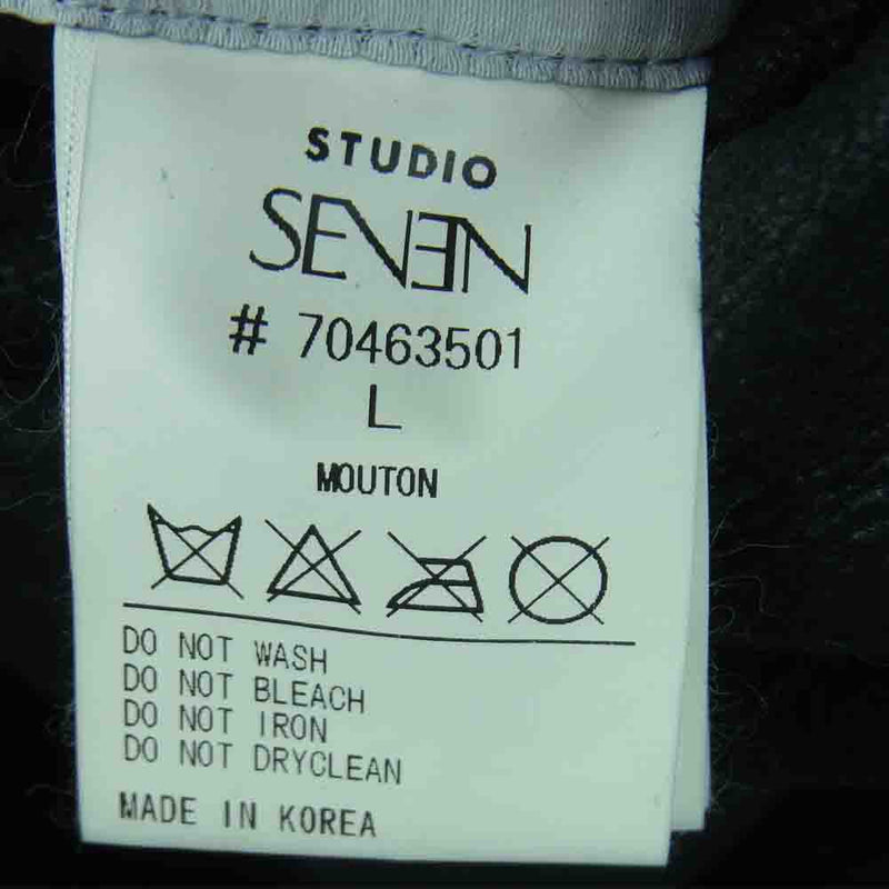 スタジオセブン リアルムートン リバーシブル コート ジャケット 韓国製 ブラック系 L【中古】