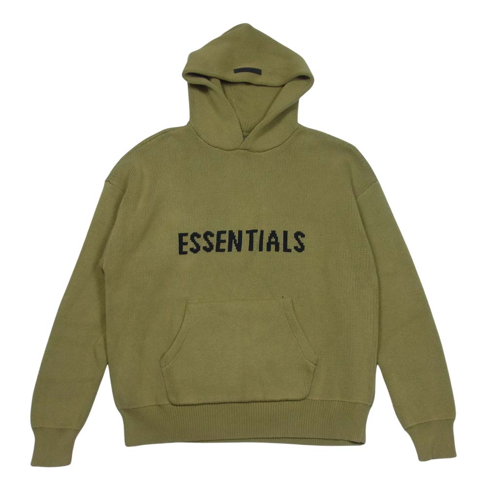 FEAR OF GOD フィアオブゴッド FOG ESSENTIALS KNIT PULLOVER エッセンシャルズ ロゴ ニット プルオーバー パーカー フーディ ベージュ系 M【美品】【中古】