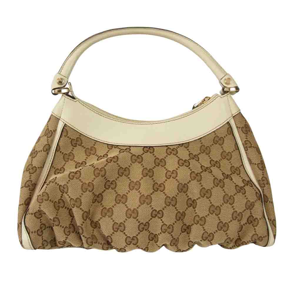 GUCCI グッチ 190525 001013 アビーライン GGシマ レザー ショルダー ハンドバッグ ベージュ系【中古】
