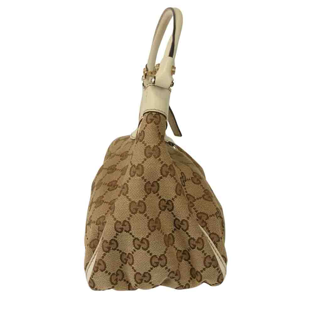 GUCCI グッチ 190525 001013 アビーライン GGシマ レザー ショルダー ハンドバッグ ベージュ系【中古】