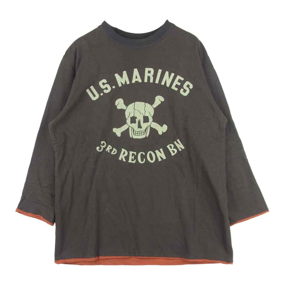 FREEWHEELERS フリーホイーラーズ POWER WEAR リバーシブル ７分袖 Tシャツ カットソー ブラウン系 オレンジ系 M【中古】