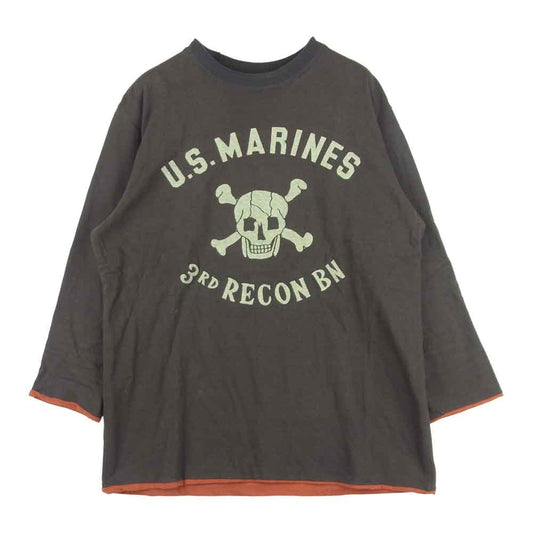 FREEWHEELERS フリーホイーラーズ POWER WEAR リバーシブル ７分袖 Tシャツ カットソー ブラウン系 オレンジ系 M【中古】