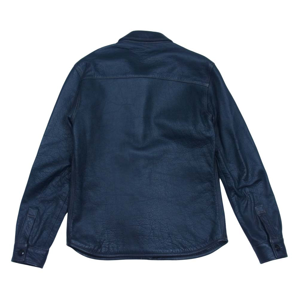 THE FLAT HEAD ザフラットヘッド ディアスキン レザー シャツ ブルー系 38【中古】