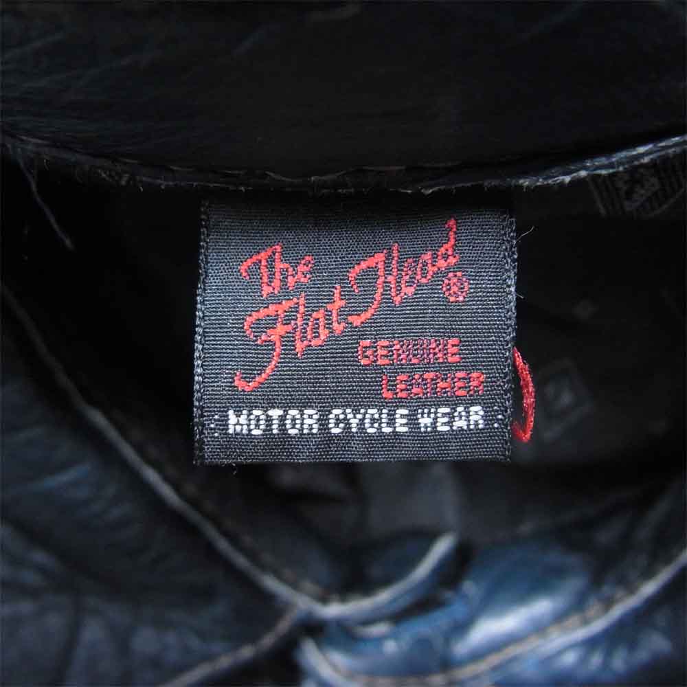 THE FLAT HEAD ザフラットヘッド ディアスキン レザー シャツ ブルー系 38【中古】