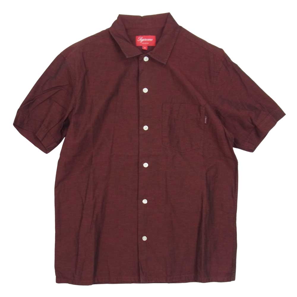 Supreme シュプリーム S/S Shirt 胸ポケット 半袖 シャツ レッド レッド系 ※光のあたり方によっては黒みがかった赤茶色のような色味です。 S【中古】