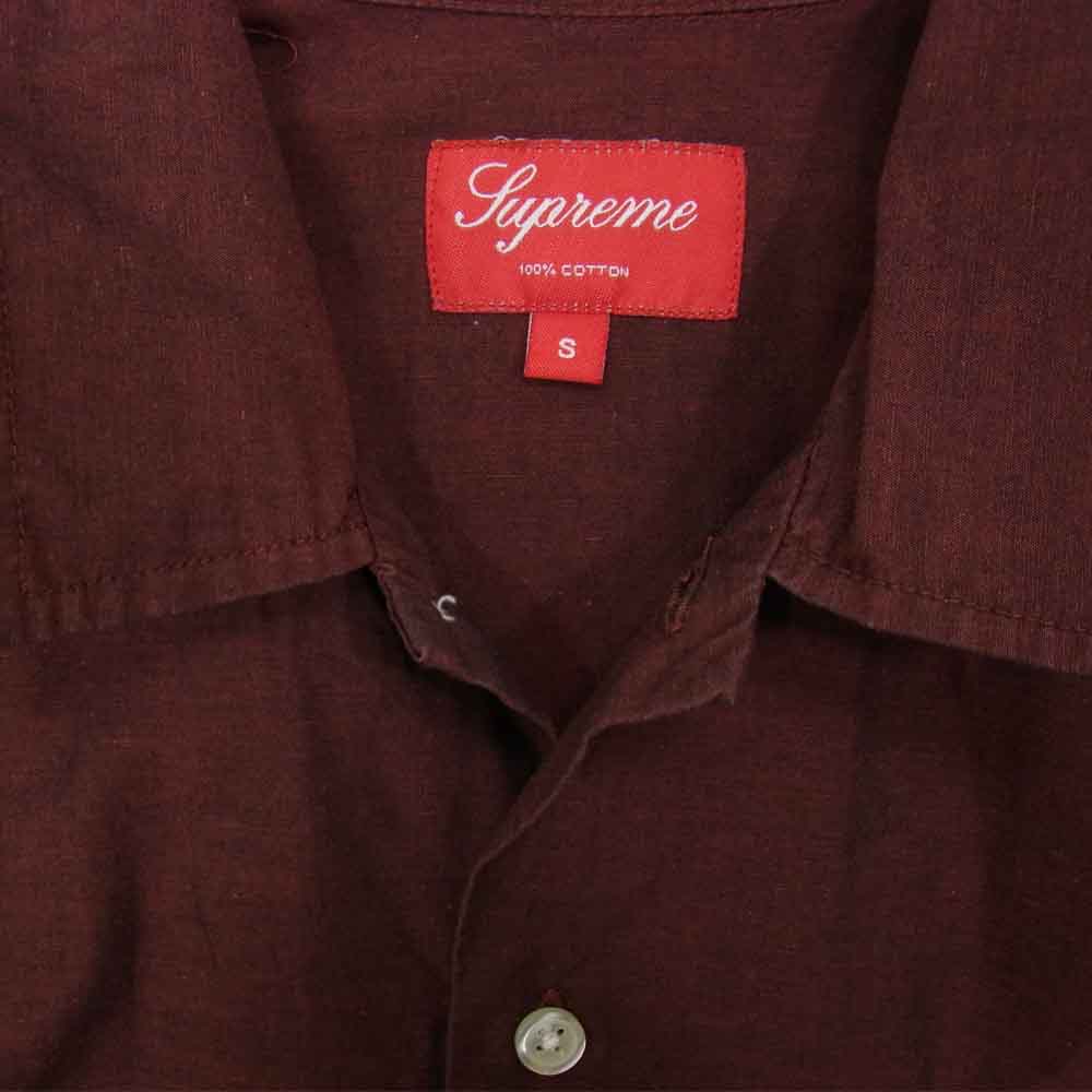 Supreme シュプリーム S/S Shirt 胸ポケット 半袖 シャツ レッド レッド系 ※光のあたり方によっては黒みがかった赤茶色のような色味です。 S【中古】