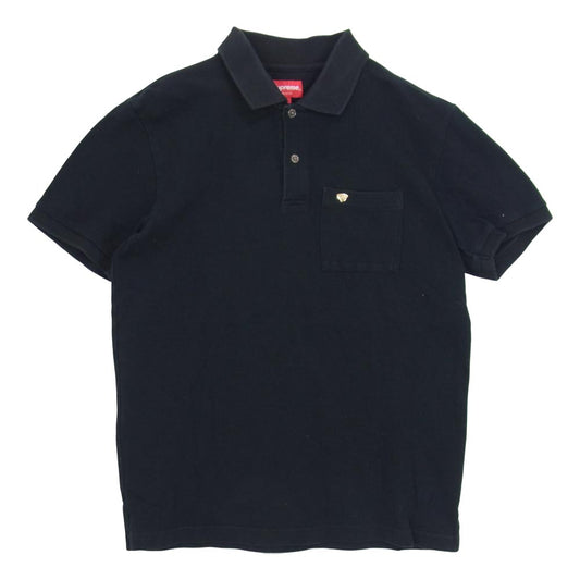 Supreme シュプリーム 14SS Metal Lion Crest Polo メタル ライオン クレスト ポロ 半袖 ポロシャツ ブラック系 S【中古】