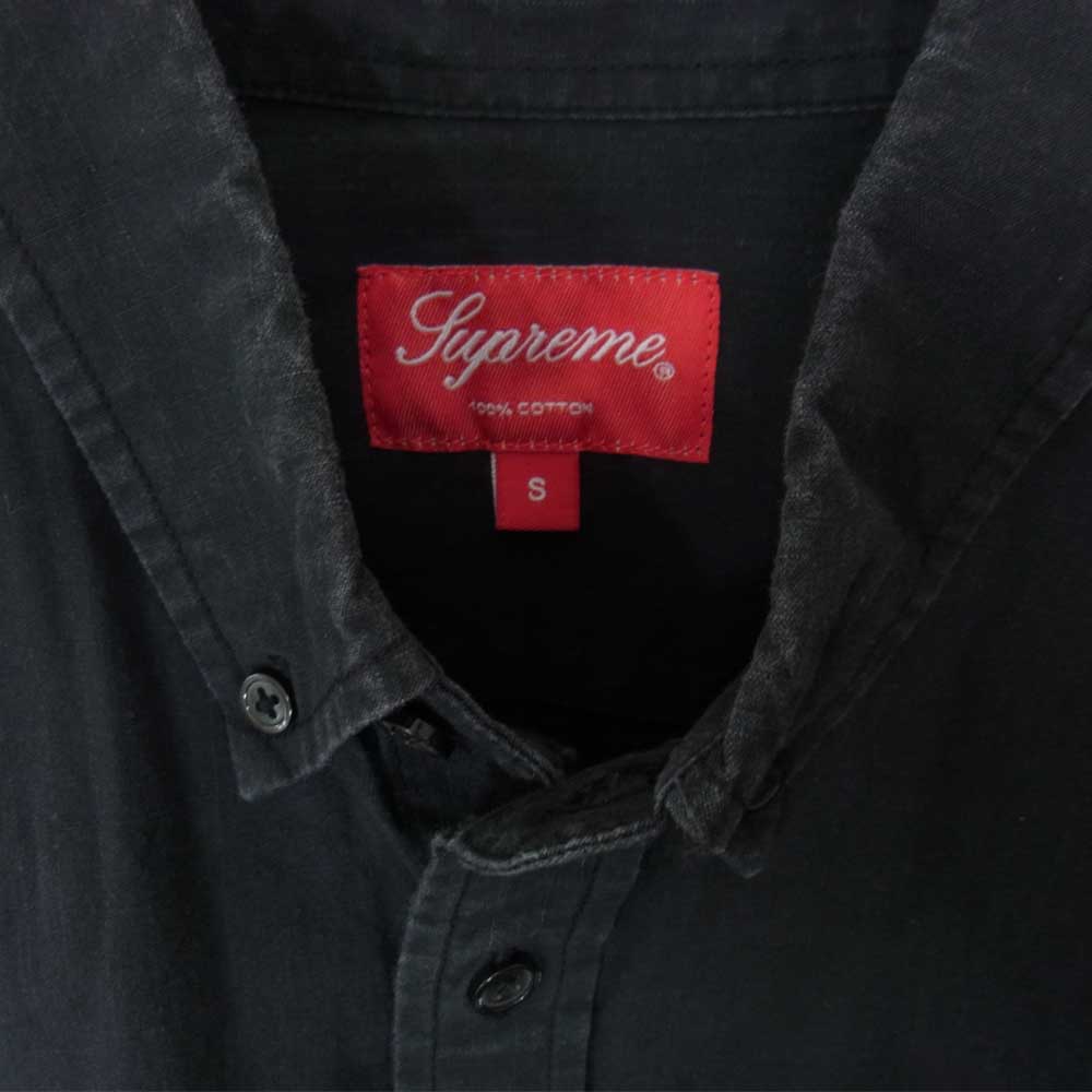 Supreme シュプリーム Selvedge Ripstop Shirt  リップストップ ボタンダウン シャツ ブラック ブラック系 S【中古】