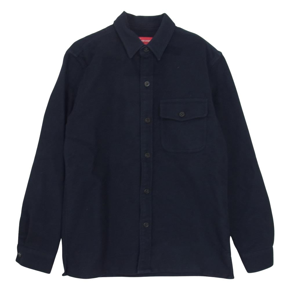 Supreme シュプリーム 13AW MOLESKIN NAVAL SHIRT モールスキン ミリタリー シャツ ネイビー ダークネイビー系 S【中古】