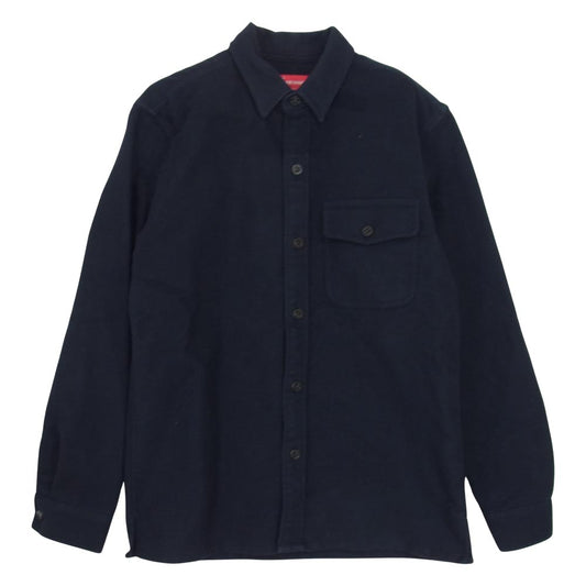 Supreme シュプリーム 13AW MOLESKIN NAVAL SHIRT モールスキン ミリタリー シャツ ネイビー ダークネイビー系 S【中古】