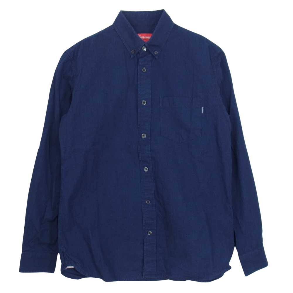 Supreme シュプリーム 13AW Selvedge Ripstop Shirt リップストップ ボタンダウン シャツ ネイビー インディゴブルー系 S【中古】