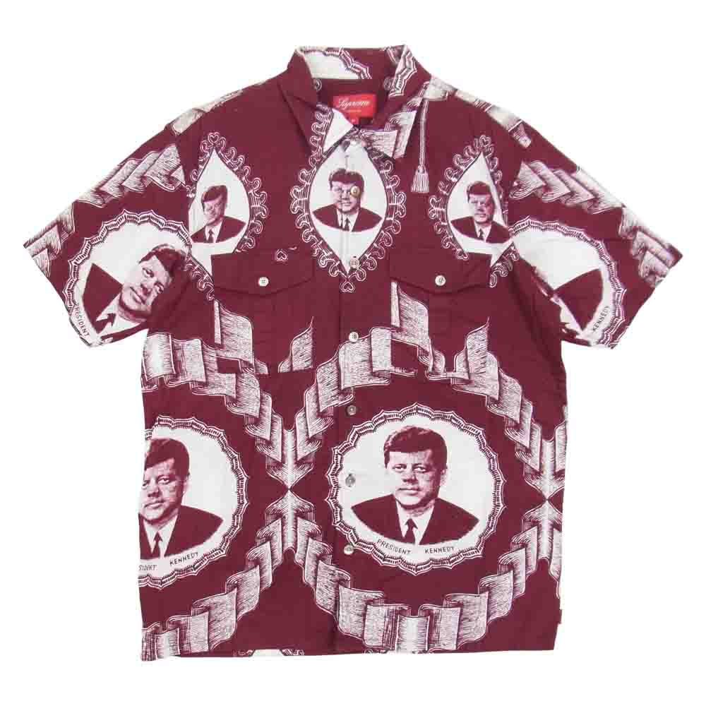 Supreme シュプリーム 13AW Kennedy Shirt ケネディ JFK 半袖 シャツ レッド系 M【中古】