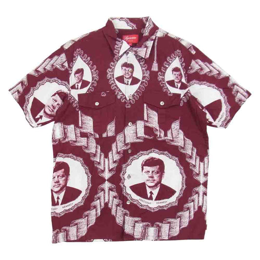 Supreme シュプリーム 13AW Kennedy Shirt ケネディ JFK 半袖 シャツ レッド系 M【中古】