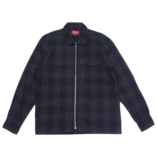 Supreme シュプリーム 16SS Buffalo Plaid Flannel Zip Shirt ブラウン系 S【中古】