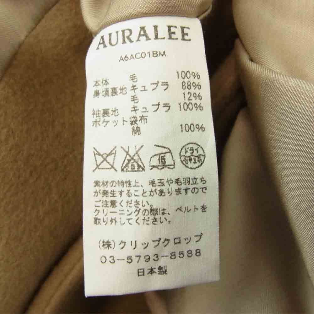 AURALEE オーラリー A6AC01BM Beaver Melton Soutien Collar Coat ビーバー メルトン ステンカラー コート ベージュ系 5【美品】【中古】