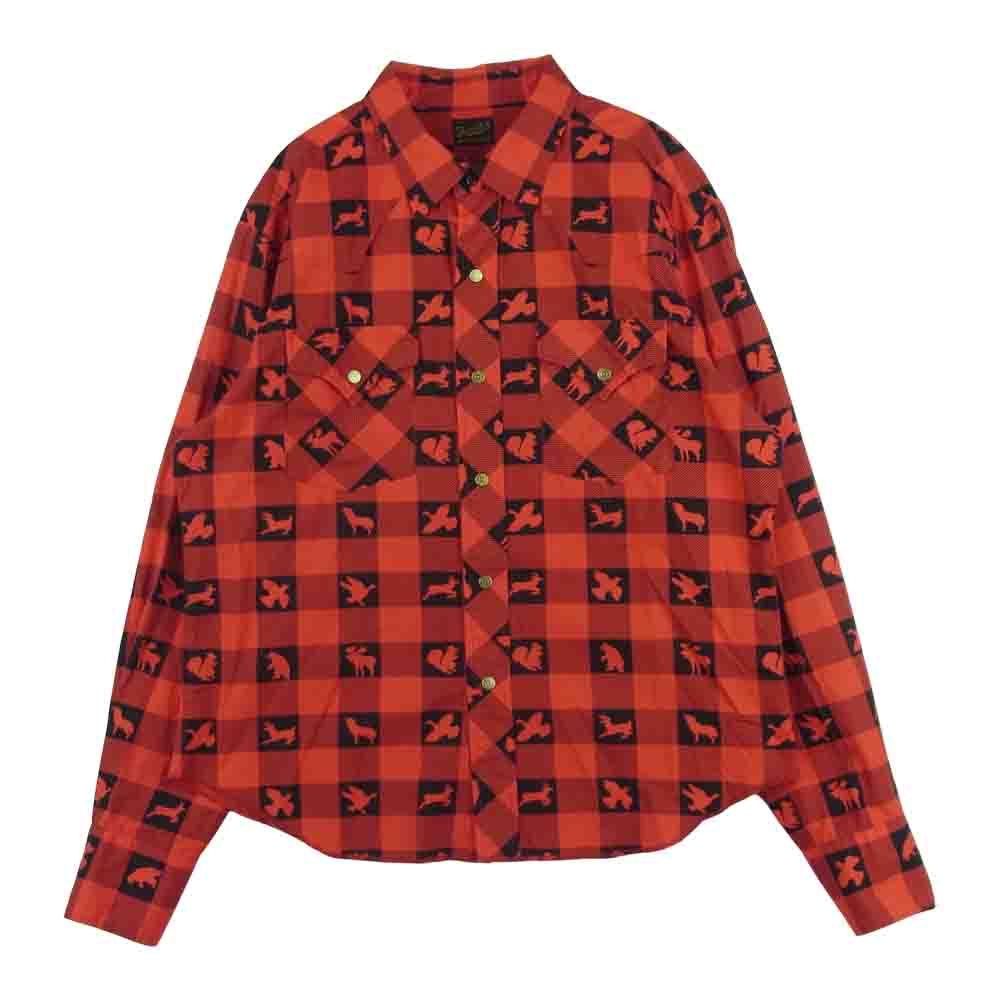 TENDERLOIN テンダーロイン T-WESTERN SHT ウエスタン チェック 長袖 シャツ 日本製 レッド系 ブラック系 S【中古】