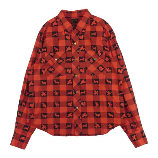 TENDERLOIN テンダーロイン T-WESTERN SHT ウエスタン チェック 長袖 シャツ 日本製 レッド系 ブラック系 S【中古】