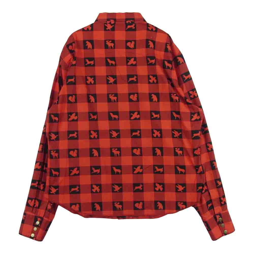 TENDERLOIN テンダーロイン T-WESTERN SHT ウエスタン チェック 長袖 シャツ 日本製 レッド系 ブラック系 S【中古】