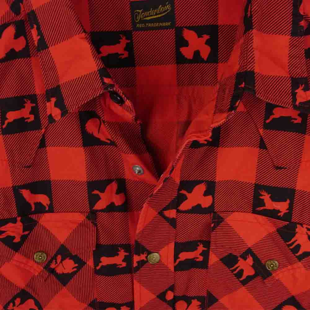 TENDERLOIN テンダーロイン T-WESTERN SHT ウエスタン チェック 長袖 シャツ 日本製 レッド系 ブラック系 S【中古】