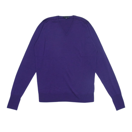 JOHN SMEDLEY ジョンスメドレー 英国製 メリノウール Vネック ニット セーター パープル系 XS【中古】