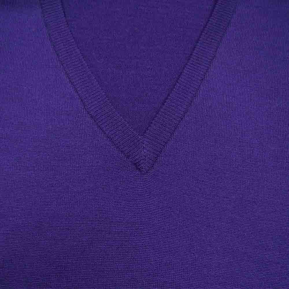 JOHN SMEDLEY ジョンスメドレー 英国製 メリノウール Vネック ニット セーター パープル系 XS【中古】