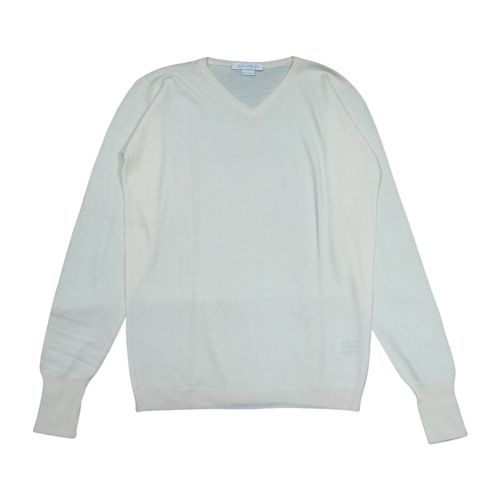 JOHN SMEDLEY ジョンスメドレー 英国製 ウール Vネック ニット セーター ホワイト系【中古】