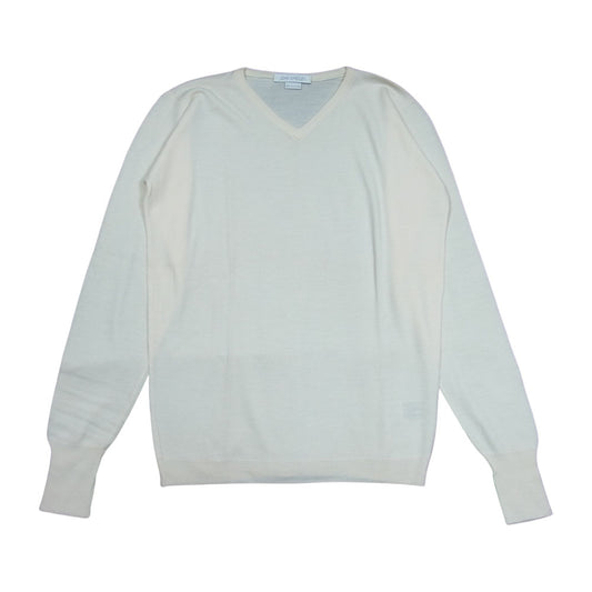JOHN SMEDLEY ジョンスメドレー 英国製 ウール Vネック ニット セーター ホワイト系【中古】