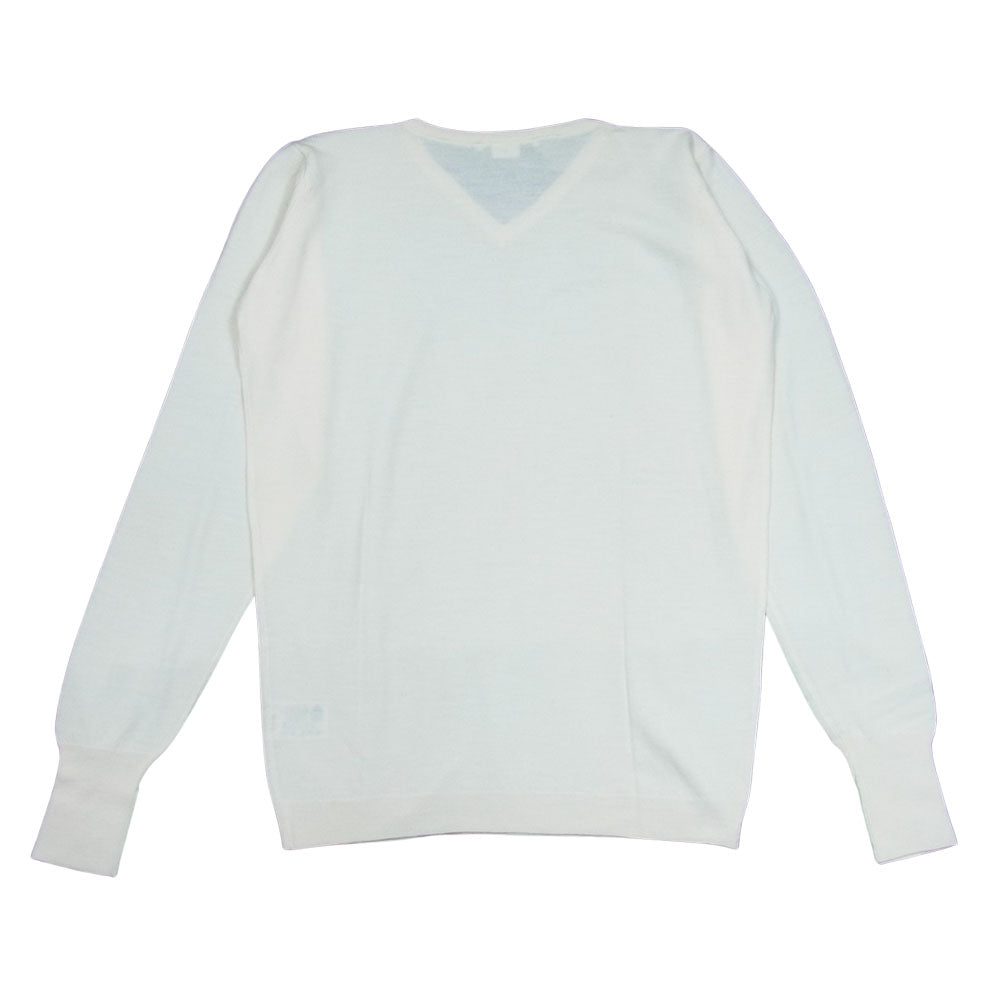 JOHN SMEDLEY ジョンスメドレー 英国製 ウール Vネック ニット セーター ホワイト系【中古】
