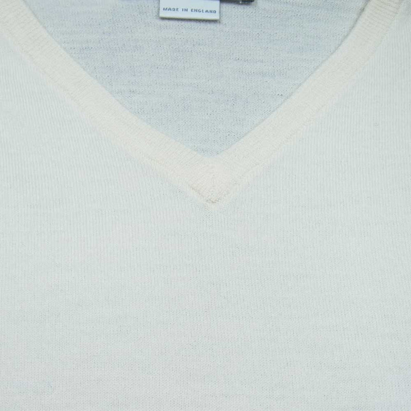JOHN SMEDLEY ジョンスメドレー 英国製 ウール Vネック ニット セーター ホワイト系【中古】